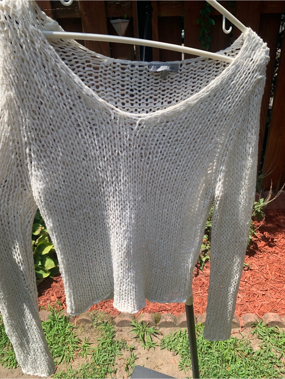 Charlotte Russe Open-Weave Cream Scoop Neck Sweater